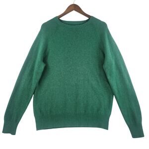 J.Crew Mens Lambswool Blend Crewneck Pullover Sweater L Green Long Sleeve